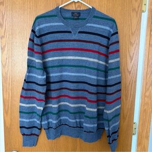 Brooks Brothers 346 Sweater Men’s XL Blue Striped 100% Merino Wool Crewneck Knit